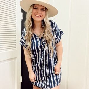 Striped Navy and White Dress
